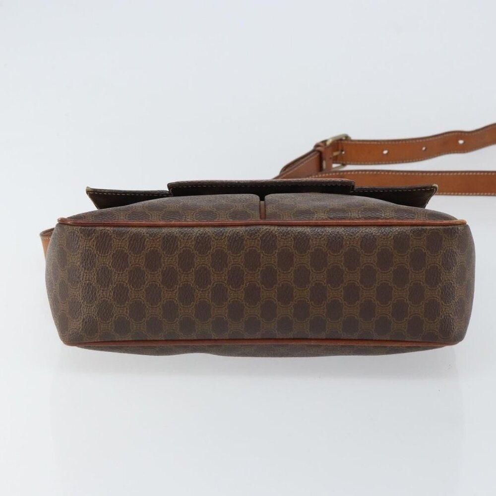 Authentic CELINE Macadam Canvas Shoulder Bag PVC Leather Brown Gold - Picture 12 of 16